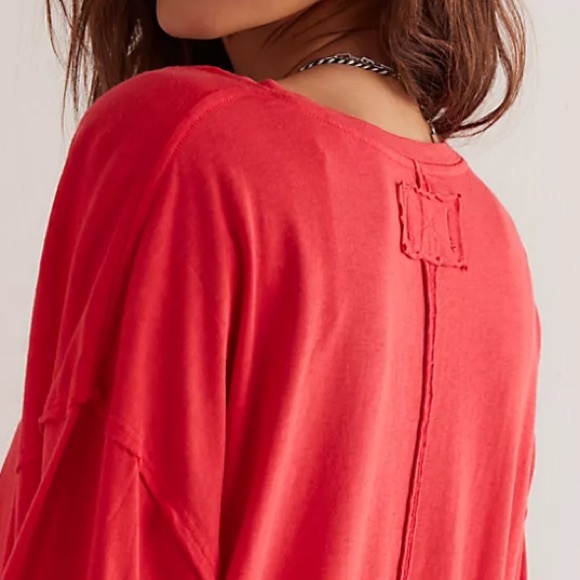FREE PEOPLE NINA LONG SLEEVE TOP MEDIUM AND LARGE RED - Picture 4 of 4
